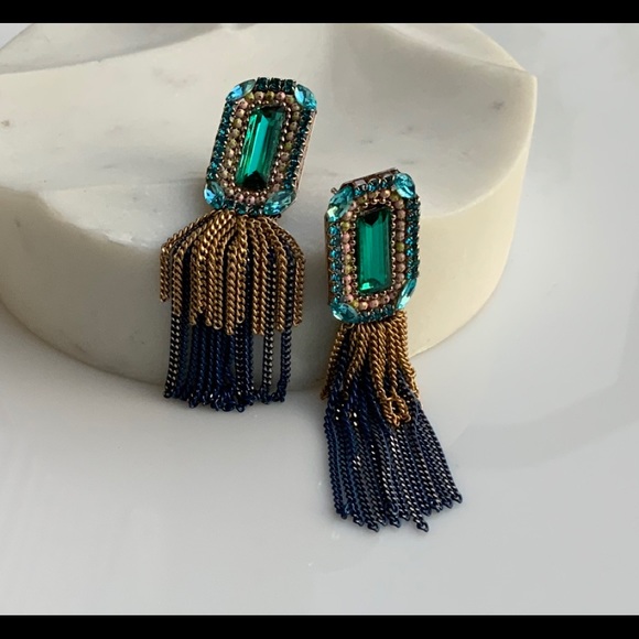Jewelry - Gorgeous crystal and tassel party earrings